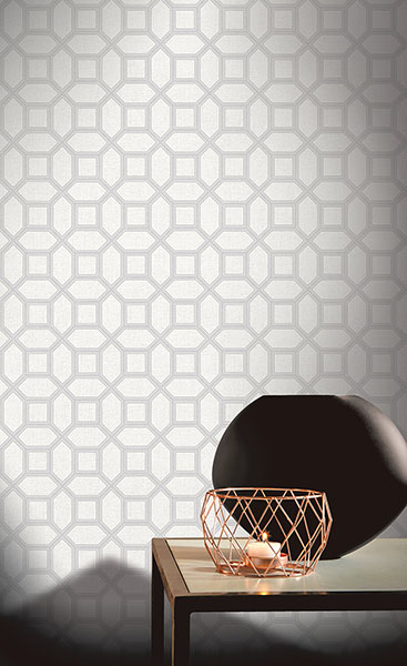 Marjorie Silver Trellis Wallpaper