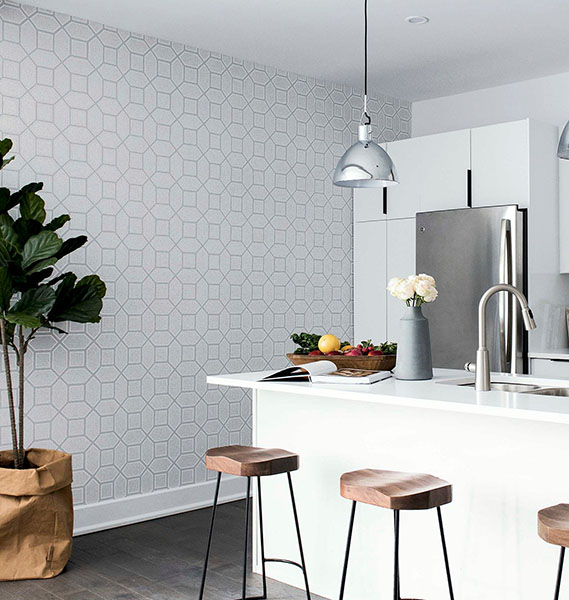 Marjorie Silver Trellis Wallpaper