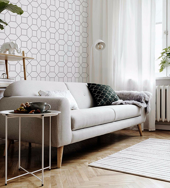 Marjorie Silver Trellis Wallpaper
