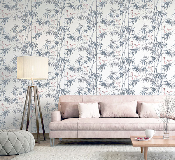 Arisu Grey Birds and Bamboo Wallpaper