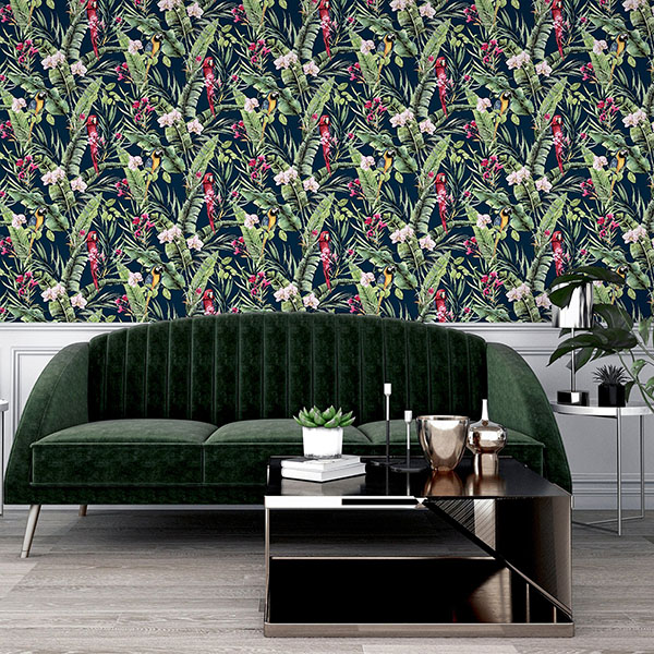 Rudy Navy Pretty Polly Wallpaper