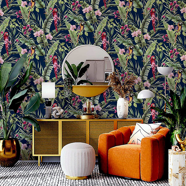 Rudy Navy Pretty Polly Wallpaper