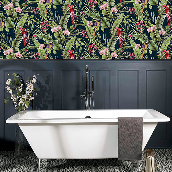 Rudy Navy Pretty Polly Wallpaper