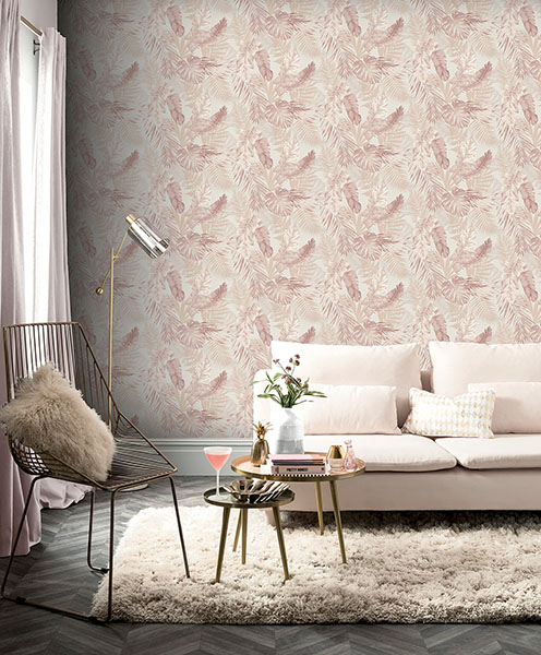 Nell Blush Tropical Wallpaper