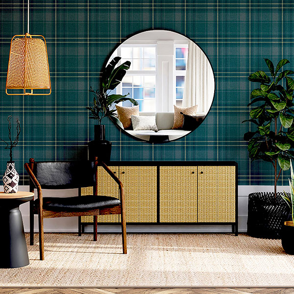 Earl Dark Green Tartan Wallpaper