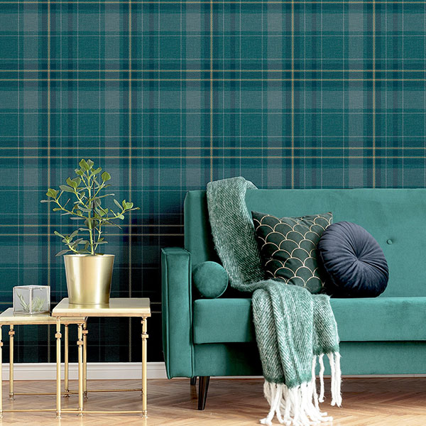 Earl Dark Green Tartan Wallpaper