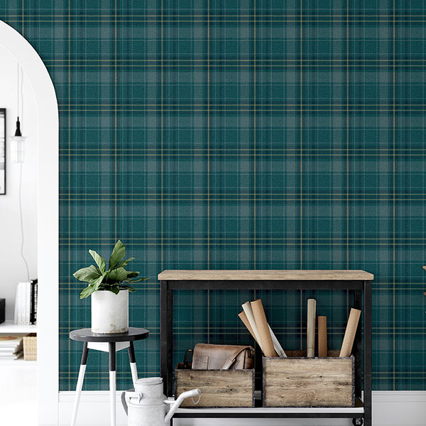 Earl Dark Green Tartan Wallpaper