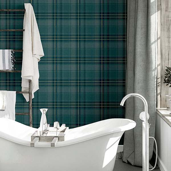 Earl Dark Green Tartan Wallpaper