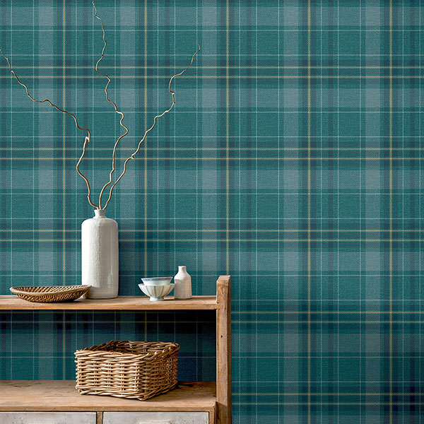 Earl Dark Green Tartan Wallpaper