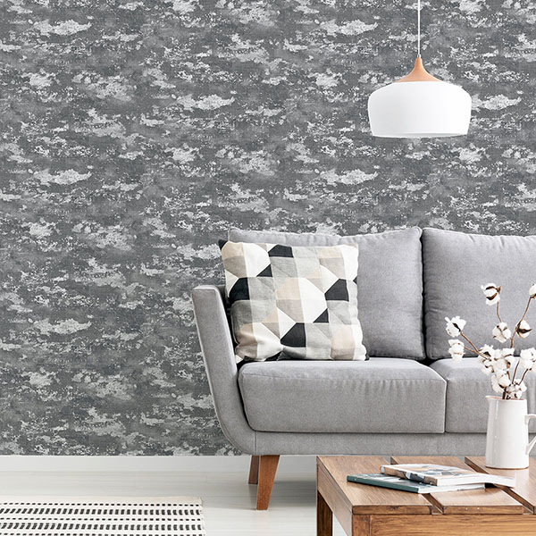 Mercer Dark Grey Patina Wallpaper