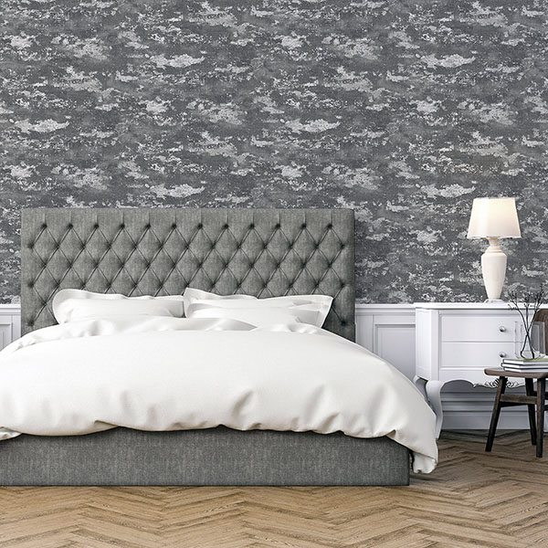 Mercer Dark Grey Patina Wallpaper
