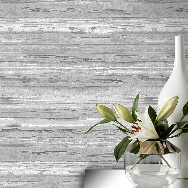 Philomena Silver Striated Wallpaper