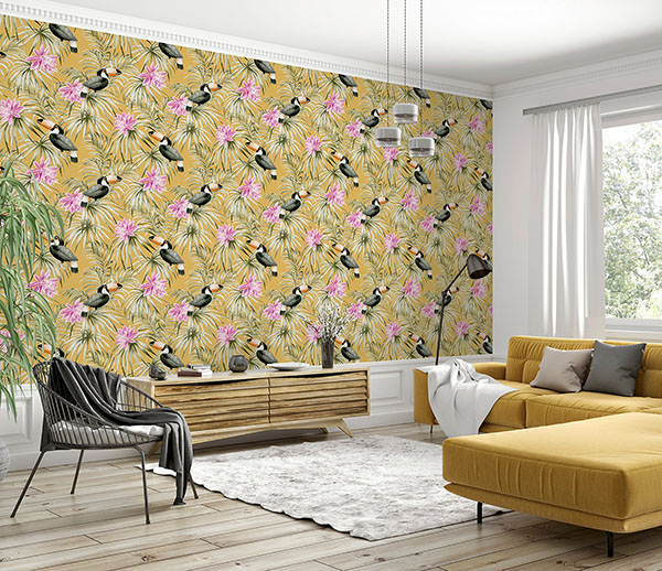 Emmeline Yellow Toucan Wallpaper