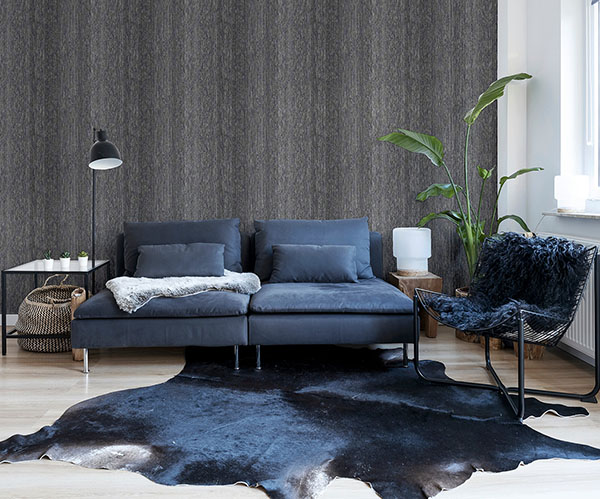 Ephraim Charcoal Radiance Plain Wallpaper