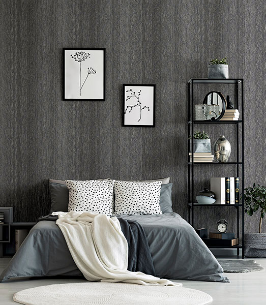 Ephraim Charcoal Radiance Plain Wallpaper