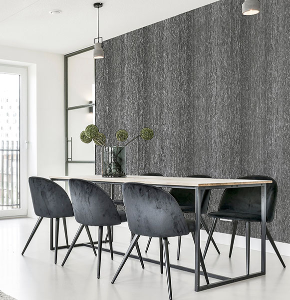 Ephraim Charcoal Radiance Plain Wallpaper