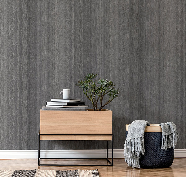 Ephraim Charcoal Radiance Plain Wallpaper