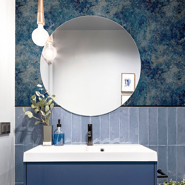 Gideon Dark Blue Distressed Wallpaper