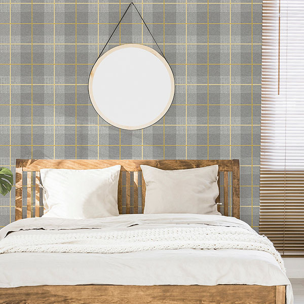 Hector Grey Plaid Wallpaper