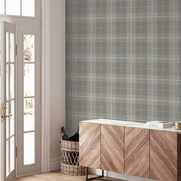 Hector Grey Plaid Wallpaper