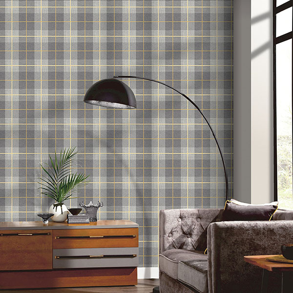 Hector Grey Plaid Wallpaper