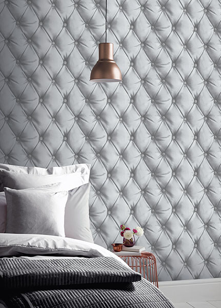 Ella Silver Tufted Wallpaper