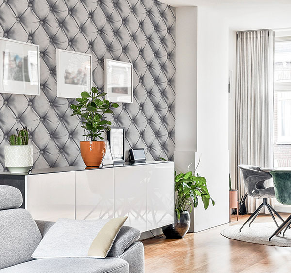 Ella Silver Tufted Wallpaper