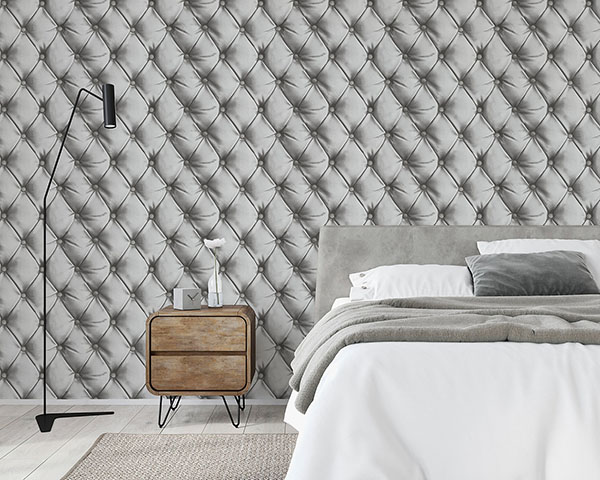 Ella Silver Tufted Wallpaper