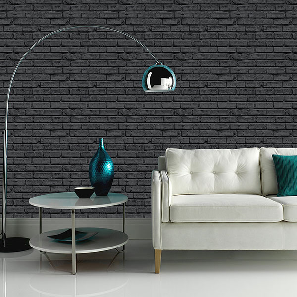 Abner Black Brick Wallpaper