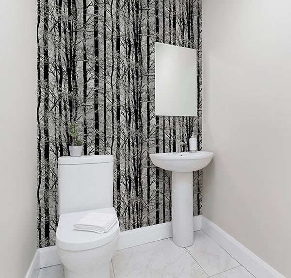 Frosted Silver Winter Grove Wallpaper