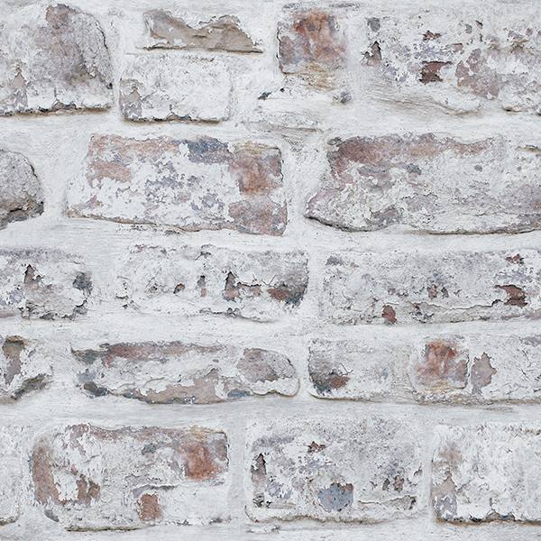 Domenic White Whitewashed Brick Wallpaper