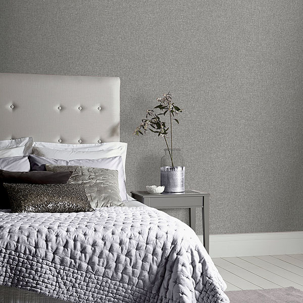 Maisie Grey Linen Wallpaper