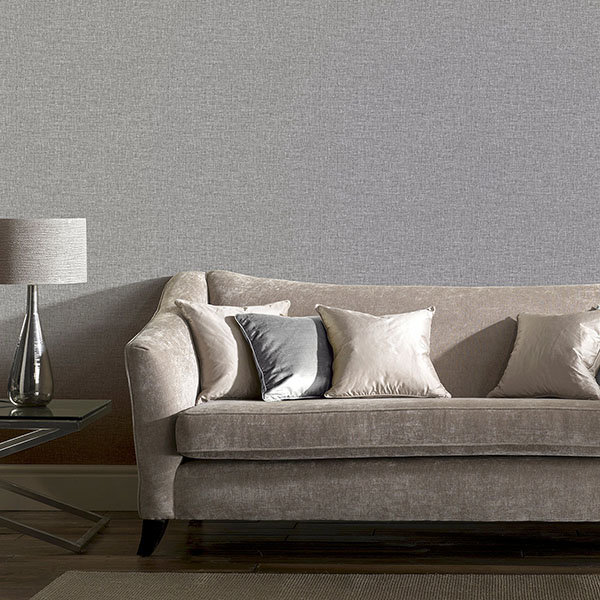 Maisie Grey Linen Wallpaper