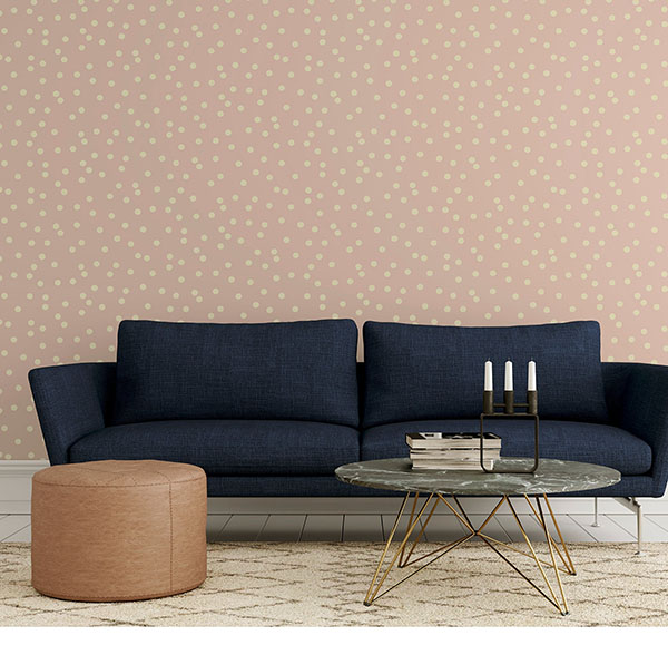Priscella Blush Polka Dot Wallpaper