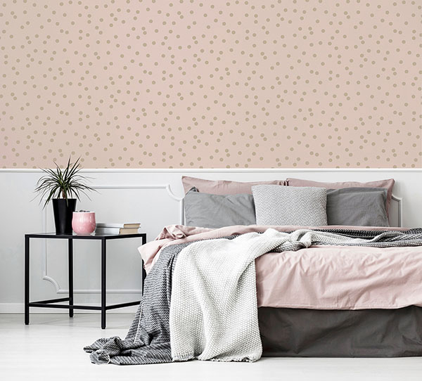 Priscella Blush Polka Dot Wallpaper
