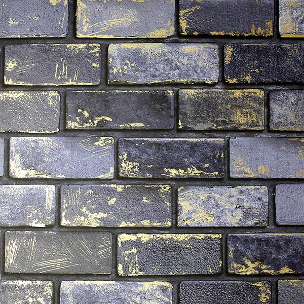 Myron Charcoal Metallic Brick Wallpaper