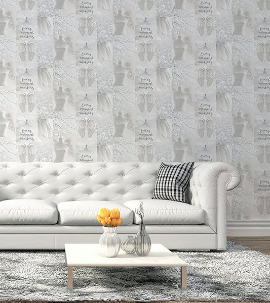 Chou Light Grey Inspirational Wallpaper