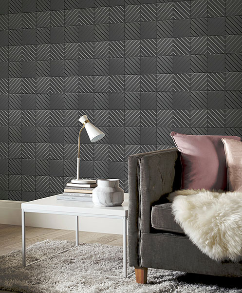 Randall Dark Grey Geometric Wallpaper