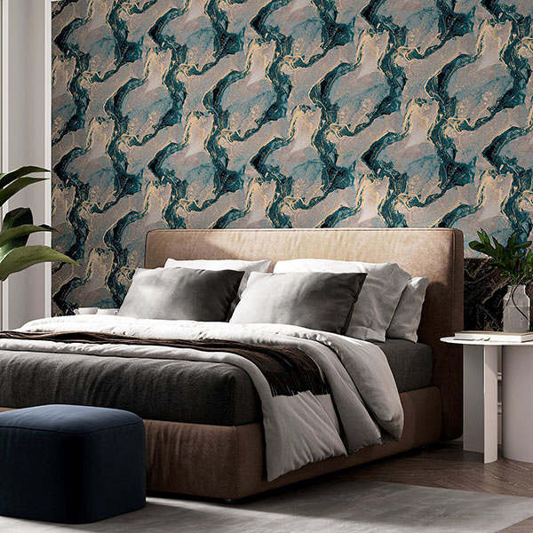 Ursula Dark Blue Abstract Wallpaper