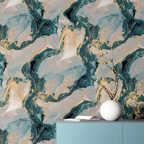 Ursula Dark Blue Abstract Wallpaper
