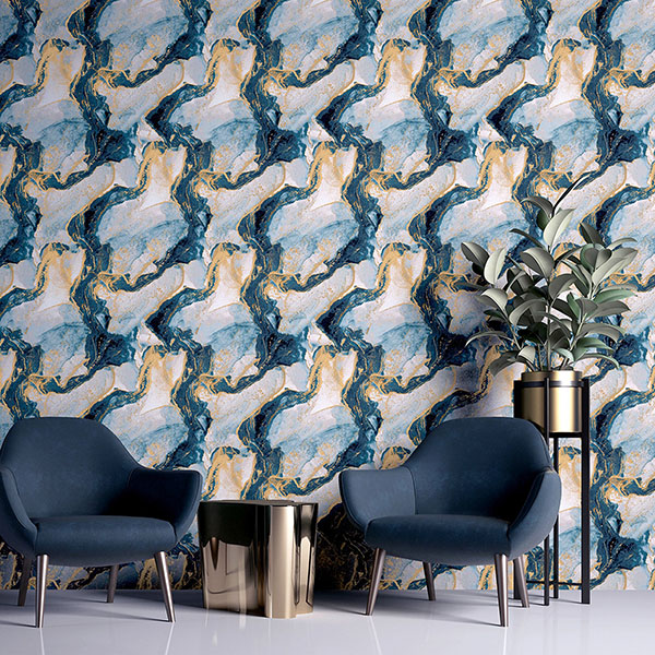Ursula Dark Blue Abstract Wallpaper