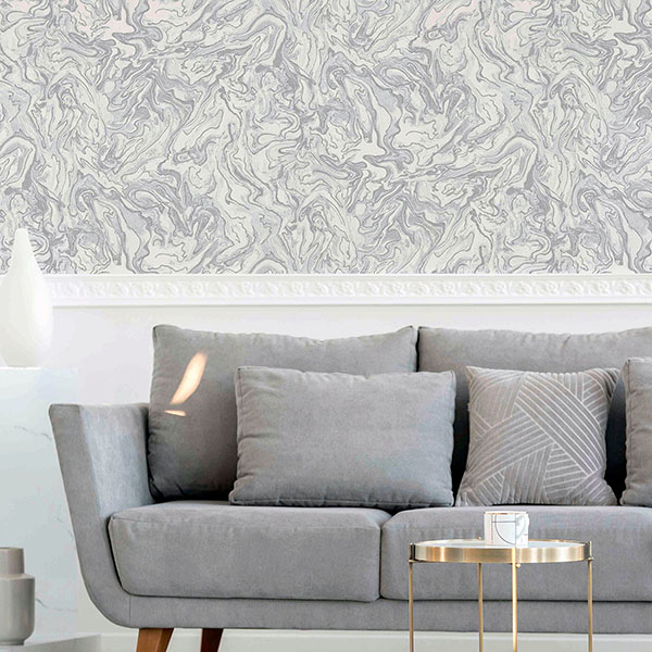 Osgood Grey Marbled Wallpaper