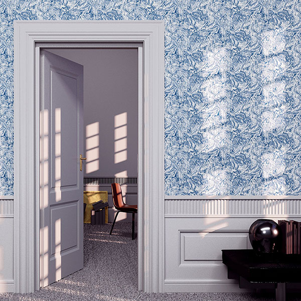 Osgood Navy Marbled Wallpaper