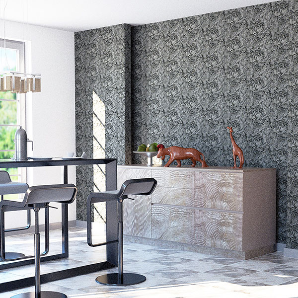 Osgood Charcoal Marbled Wallpaper