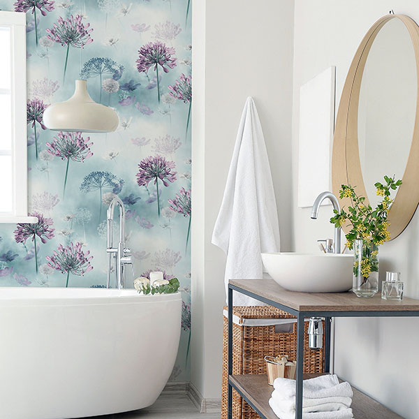 Lucille Light Blue Spring Meadow Wallpaper