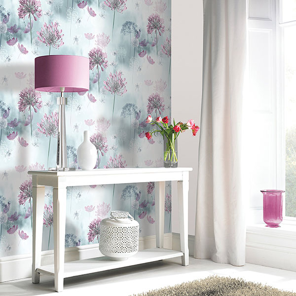 Lucille Light Blue Spring Meadow Wallpaper