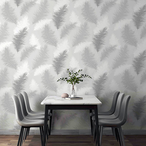 Sussurro Grey Feathers Wallpaper