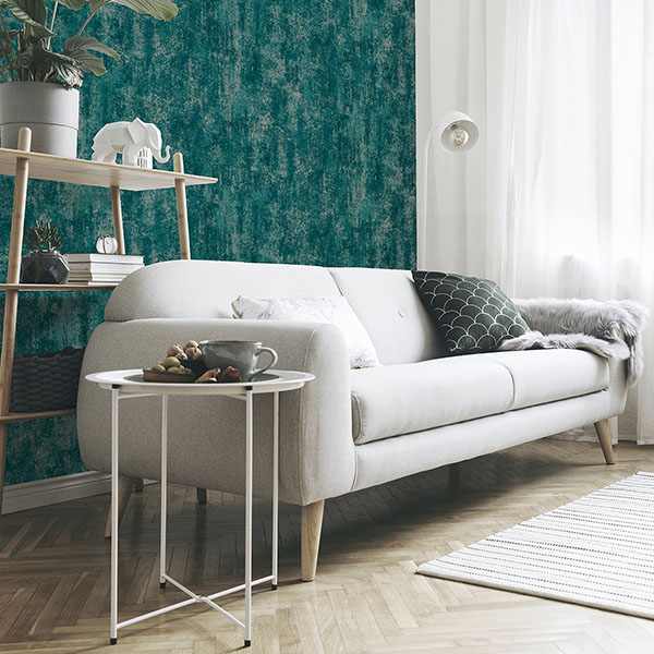Velour Teal Distressed Wallpaper