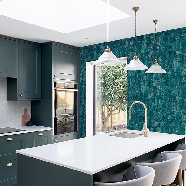 Velour Teal Distressed Wallpaper