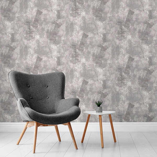 Barney Grey Brushed Strokes Wallpaper